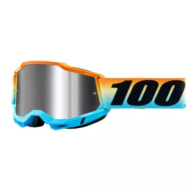 100% Accuri 2 MTB Goggles Mirror Silver Flash Lens Sunset Orange/Blue
