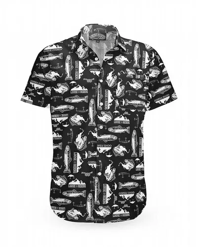 Camisa Gone Fishin Black Loose Riders - Party Shirt