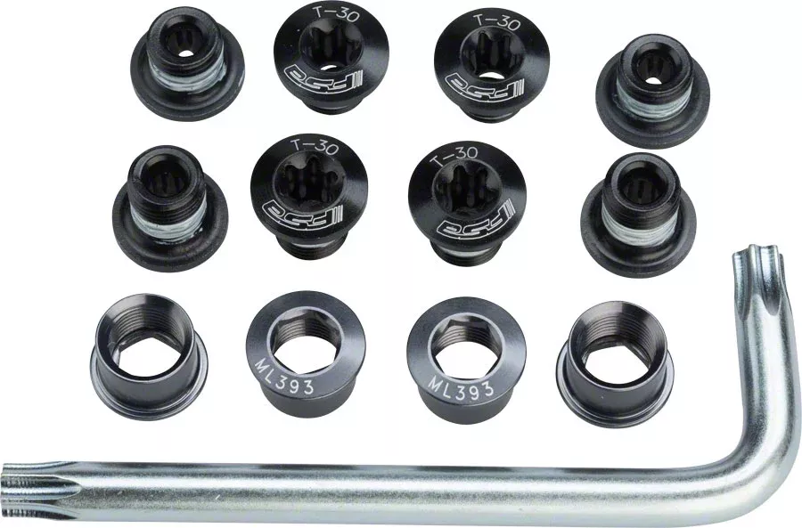 Full Speed Ahead Torx T-30 Alloy Road Triple Chainring Nut/Bolt Set wiith tool