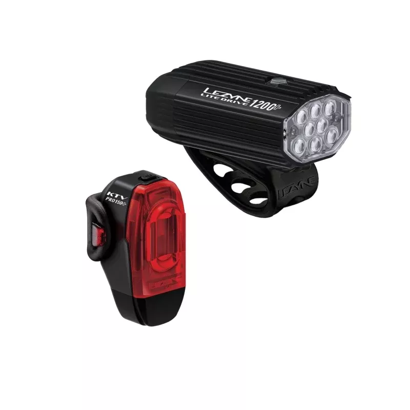 Lezyne Lite Drive 1200+ Front / KTV Drive Pro+ Rear Light Set