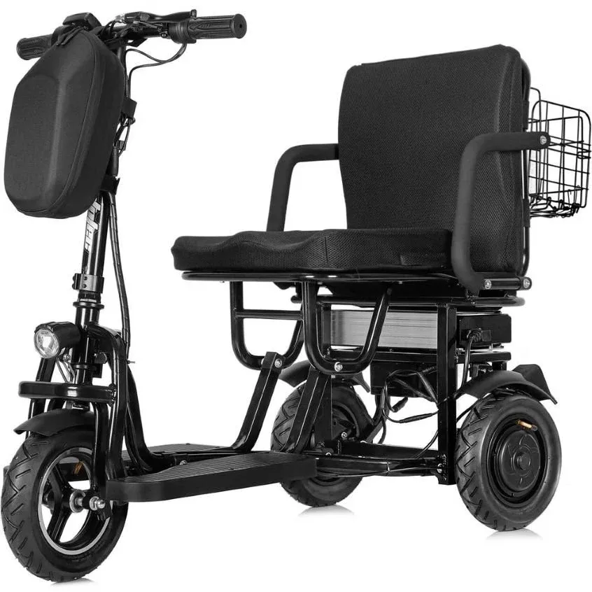 MotoTec 700W 48V 3 Speed Folding Portable Travel Dual Motor Mobility Electric Trike