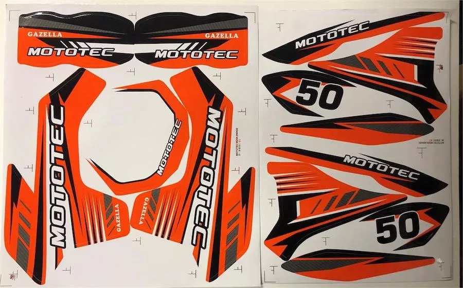 MotoTec Replacement DECAL/STICKER SET for Gazella Dirt Bike