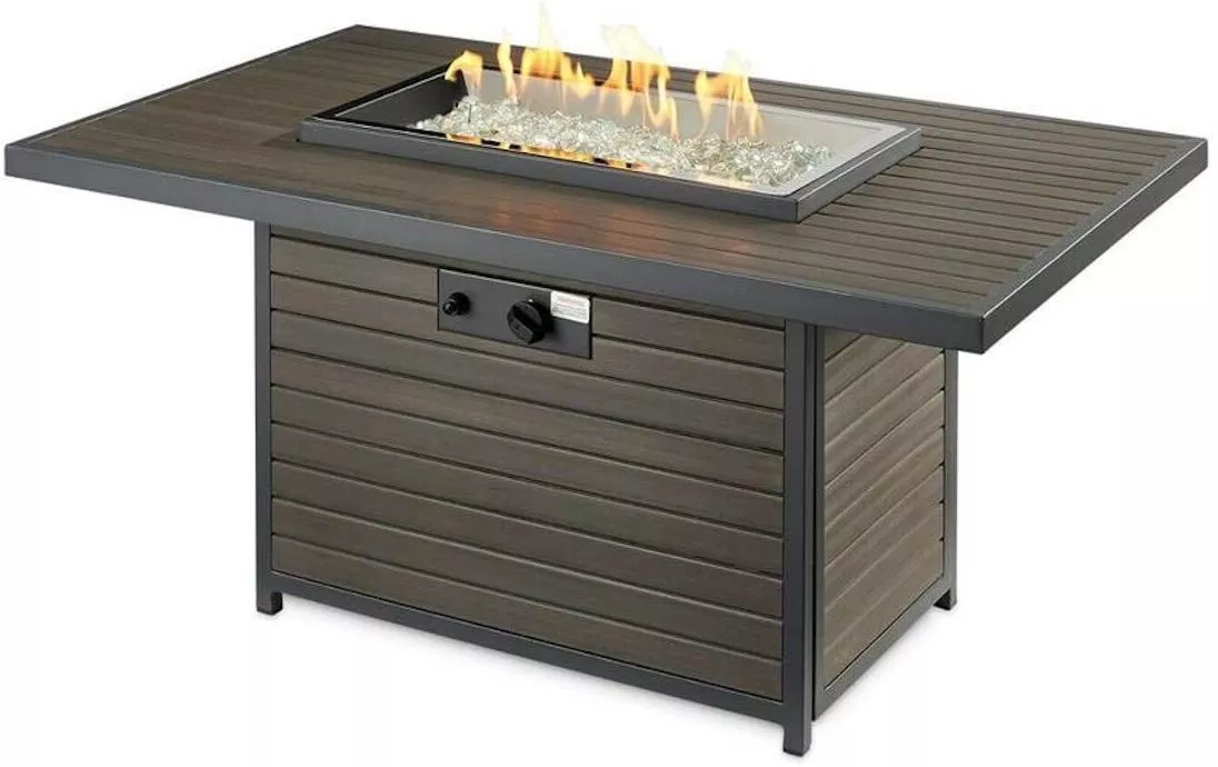 Outdoor GreatRoom BROOKS Elevated Top Rectangular Gas Fire Pit Table, BRK-1224-19-K
