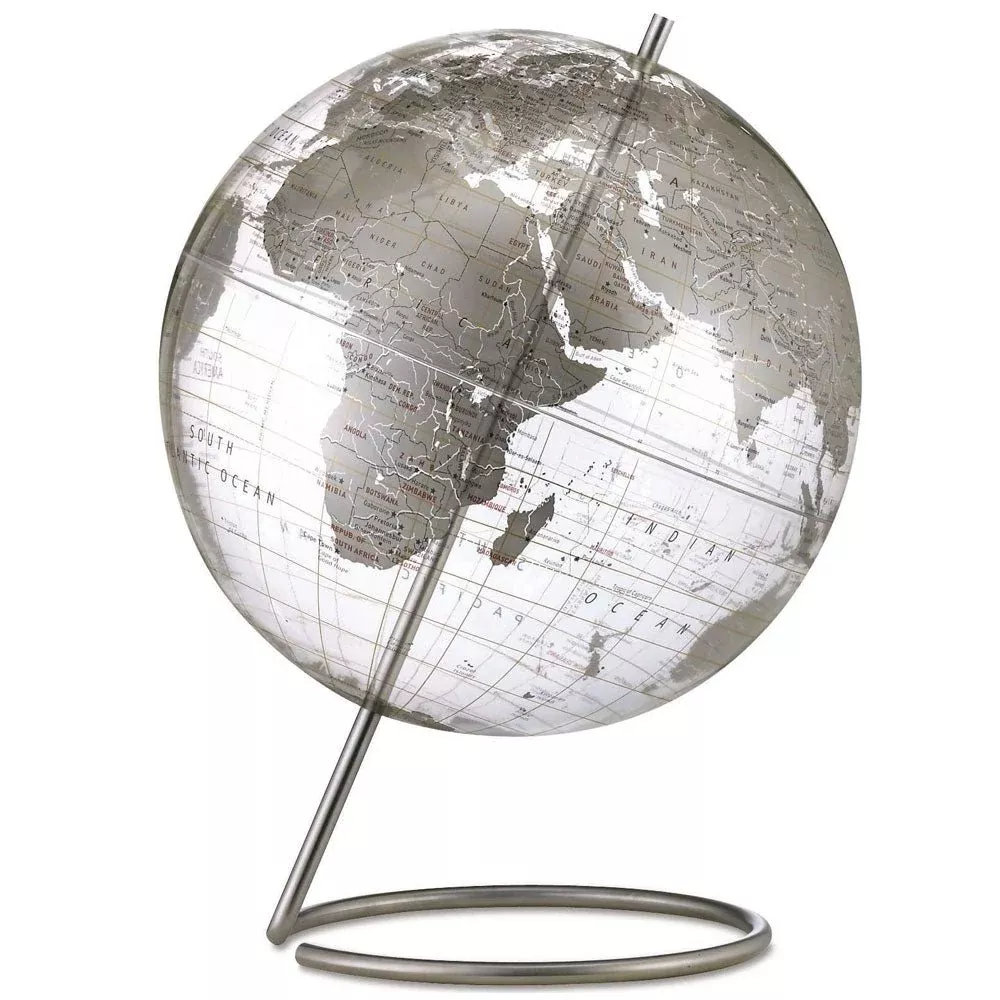 Replogle 12" CRYSTAL MARQUISE Transparent Ocean Silver Globe