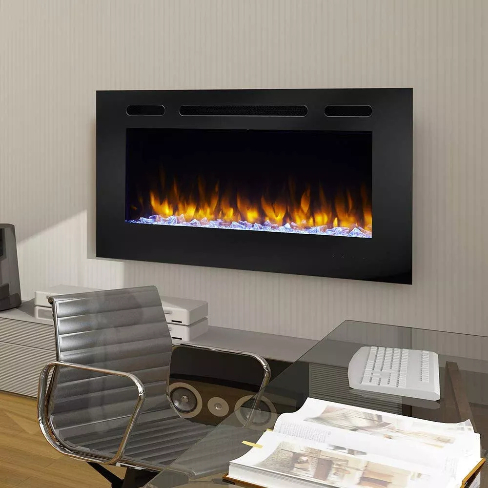 SimpliFire SF-ALL40-BK 40" Allusion Recessed Linear Electric Fireplace