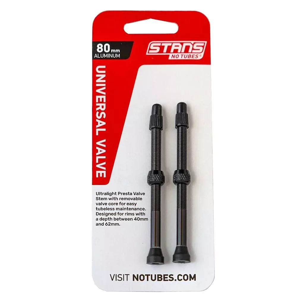 Válvula Stan's Aluminio v/f 80mm Negra 2pzas